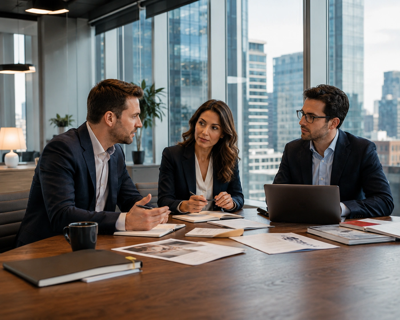 Research professionals discussing open market questions